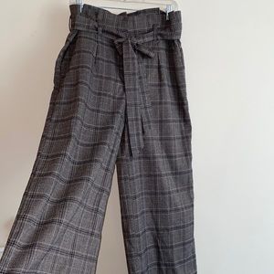 Forever 21 Women's High-Rise Plaid Belted Wide Leg Pants Large